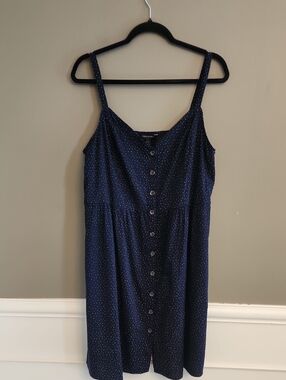 Banana Republic Navy And White Polka Dot Button-Front Mini Dress